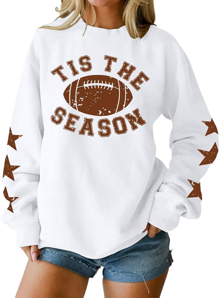 ALLTB Football Sweatshirt Women Tis The Season Shirts Football Mom Shirt Game Day Pullover Long S... | Amazon (US)