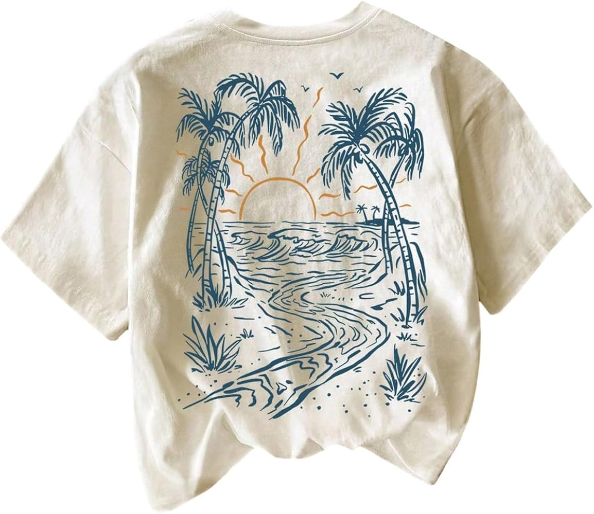 SOLY HUX Women's Graphic Tshirts Tropical Print Short Sleeve Crew Neck Vacation Summer Tee Tops | Amazon (US)