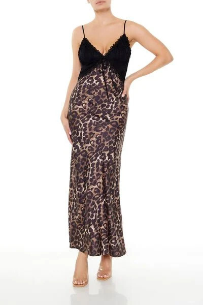 Leopard Combo Maxi Slip Dress | Forever 21