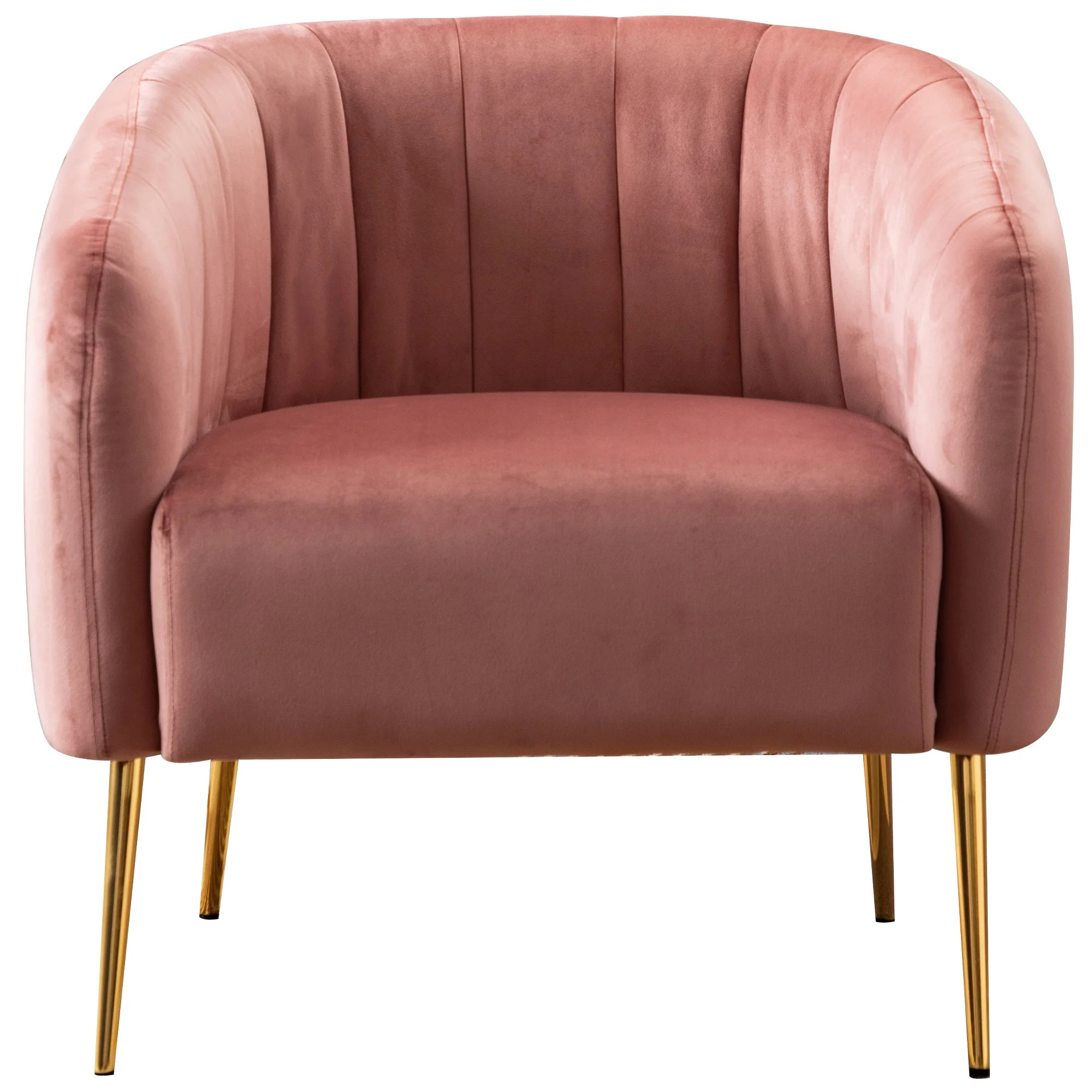 Pink Velvet Upholstered Accent Arm Chair for Living Room, Bedroom Single Sofa Tufted Barrel Chair... | Walmart (US)