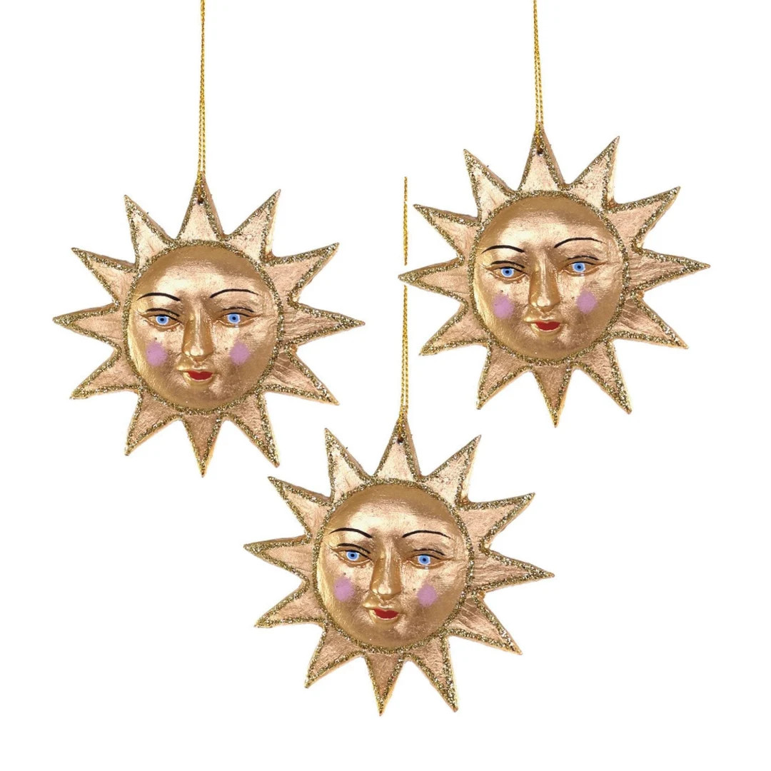 Sunshine Face Ornament, Gilded Star - Etsy | Etsy (US)