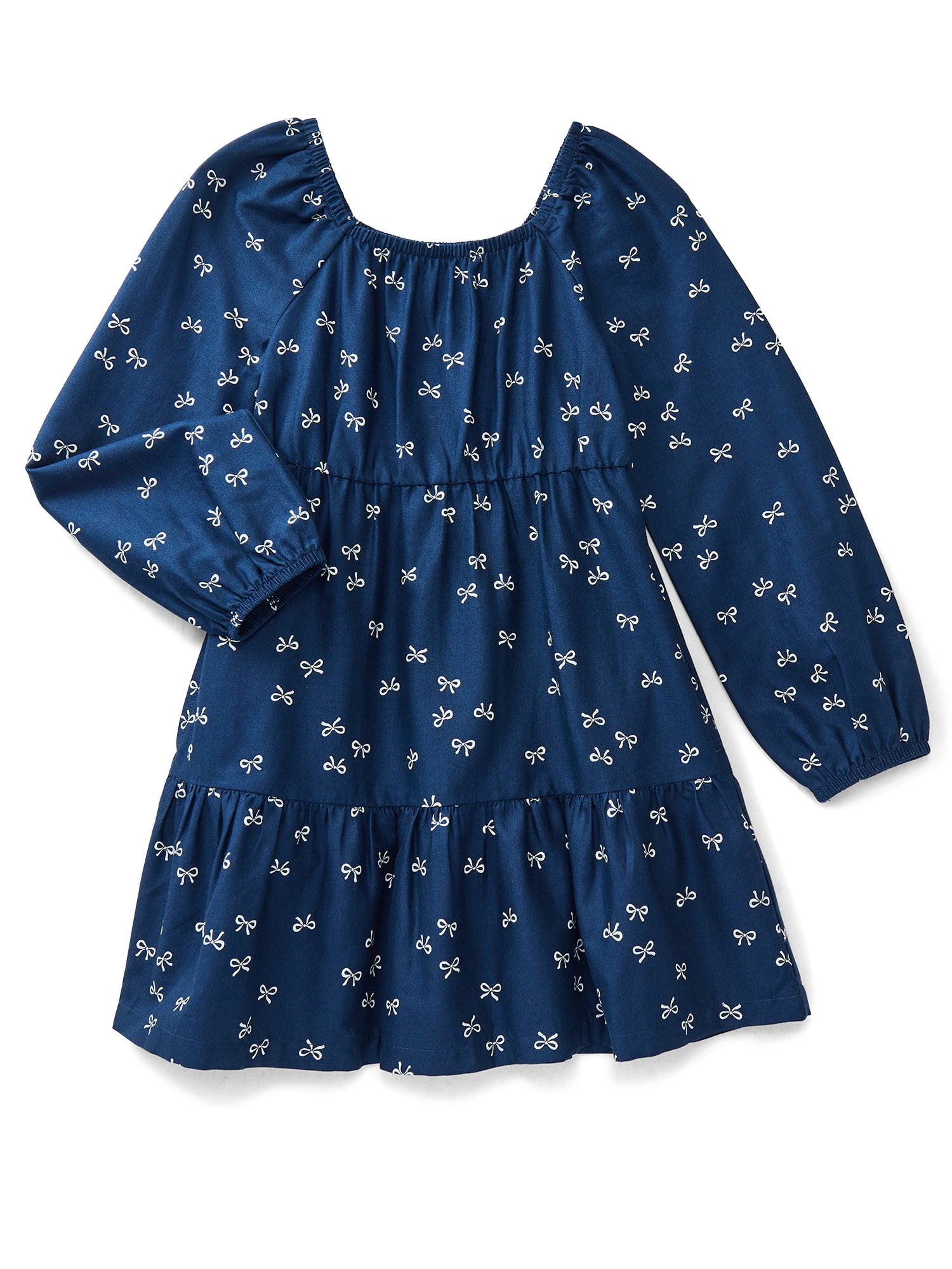 Wonder Nation Girls Tiered Dress with Long Sleeves, Sizes 4-18 & Plus | Walmart (US)