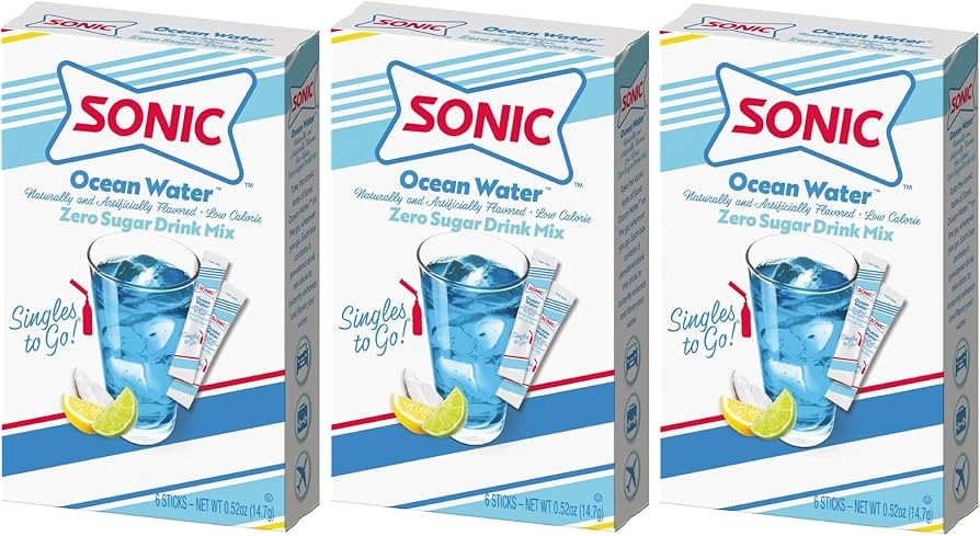 Sonic Singles to Go Powdered Drink Mix, Ocean Water, 6 Sticks per Box, 3 Boxes included (18 Stick... | Amazon (US)