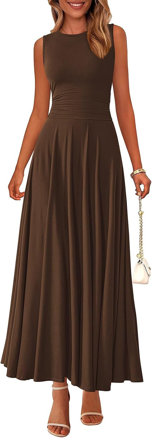 PRETTYGARDEN Womens Sleeveless Summer Dresses 2026 Flowy Aline Maxi Dress | Amazon (US)