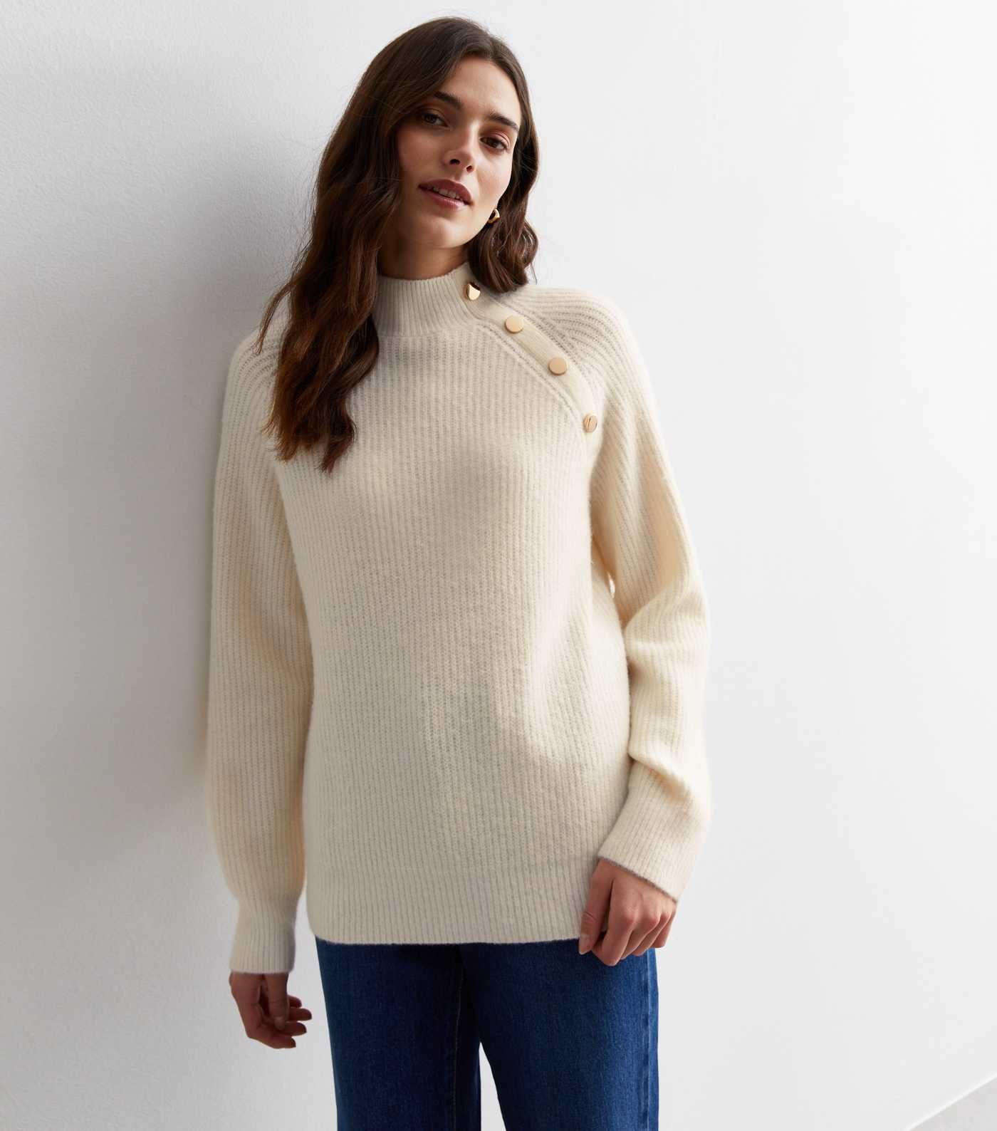Cream Knit Button Shoulder Jumper
						
						Add to Saved Items
						Remove from Saved Items | New Look (UK)