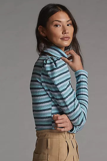 Maeve Puff-Sleeved Turtleneck Top | Anthropologie (US)
