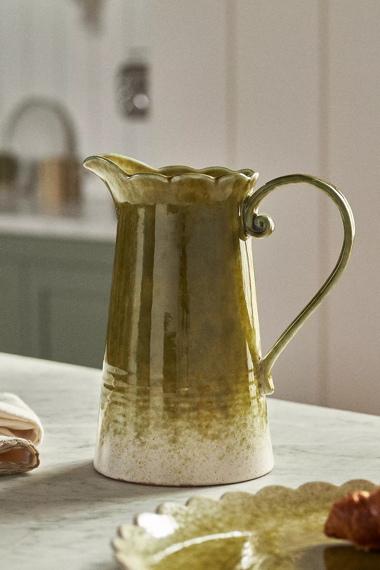 Ruffle Reactive Glaze Stoneware Pitcher | Anthropologie (US)