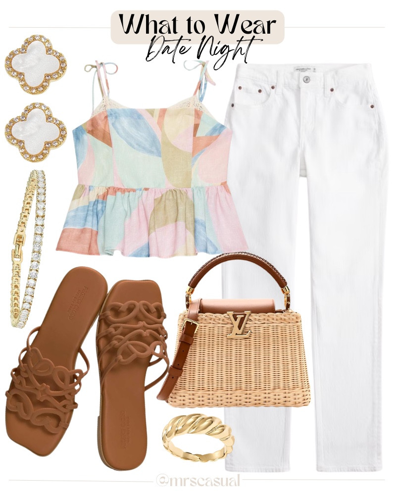 Date night but keep it easy 💕 White denim, a fun printed top, and woven accessories are such a pretty summer combo.

🔗 Everything is linked below ⬇️

#LTKootd #LTKmomlife #LTKOver40