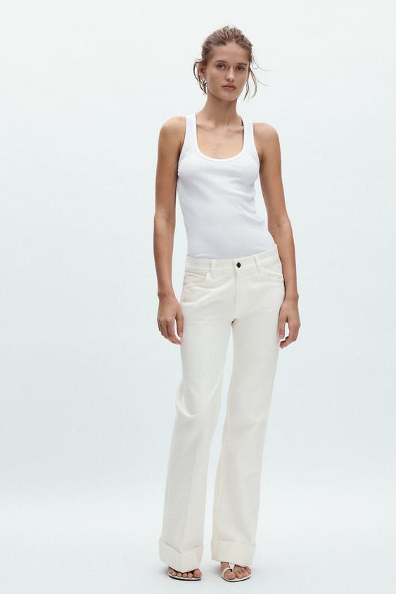 SLEEVELESS RIBBED COTTON T-SHIRT | Zara US