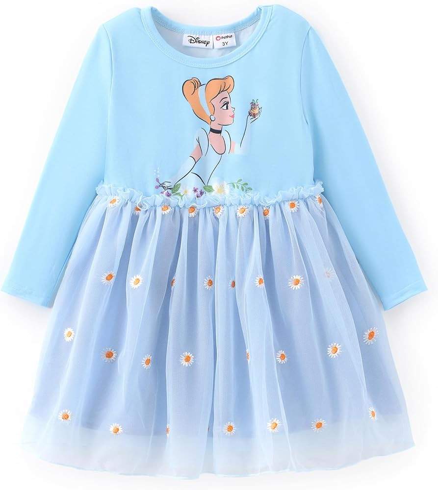 Disney Frozen Elsa Princess Cinderella Ariel Jasmine Rapunzel Baby/Toddler Dress, Ruffle Long-Sle... | Amazon (US)