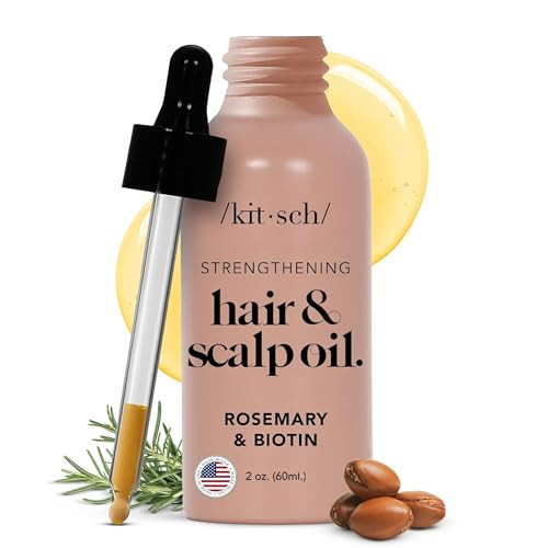 Kitsch Rosemary Oil for Hair Growth – Pre-Wash Hair Oil with Castor, Biotin, Jojoba – Hair Care, Adds Shine, Strengthens Roots, Scalp Treatment – Recyclable Bottle – USA Made, Lavender Scent, 60mL | Amazon (US)