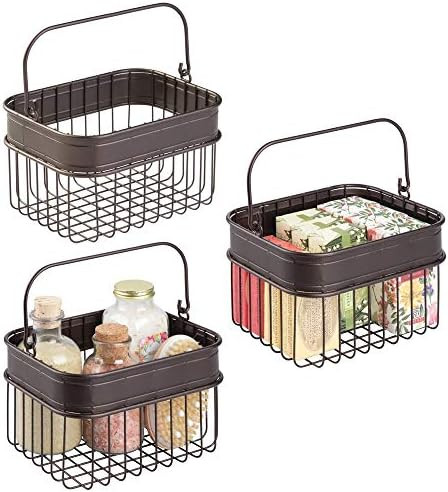 mDesign Decorative Storage Basket Bin with Handle for Organizing Hand Soaps, Body Wash, Shampoos,... | Amazon (US)