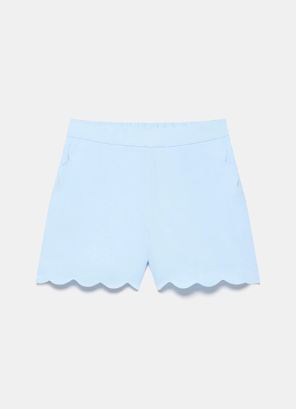Blue Linen Scallop Trim Shorts | Mint Velvet