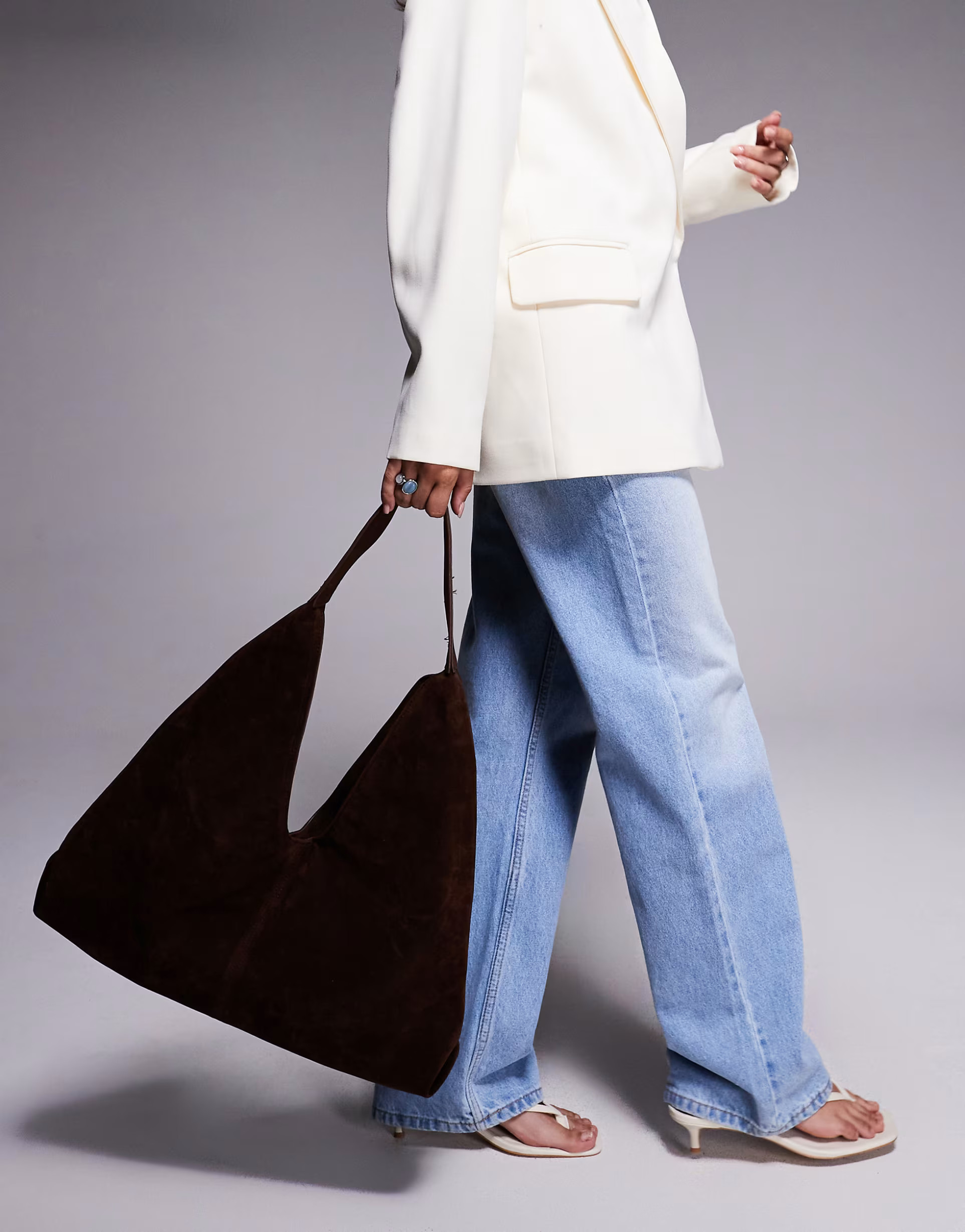 Simmi London Isla large faux suede shoulder bag in brown | ASOS | ASOS (Global)