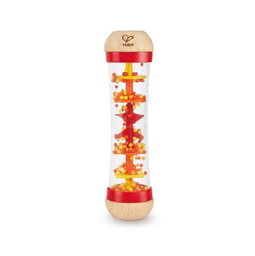 Hape Beaded Raindrops | Mini Wooden Musical Toddler Instrument, Shake & Rattle Rainmaker Toy, Red | Amazon (US)
