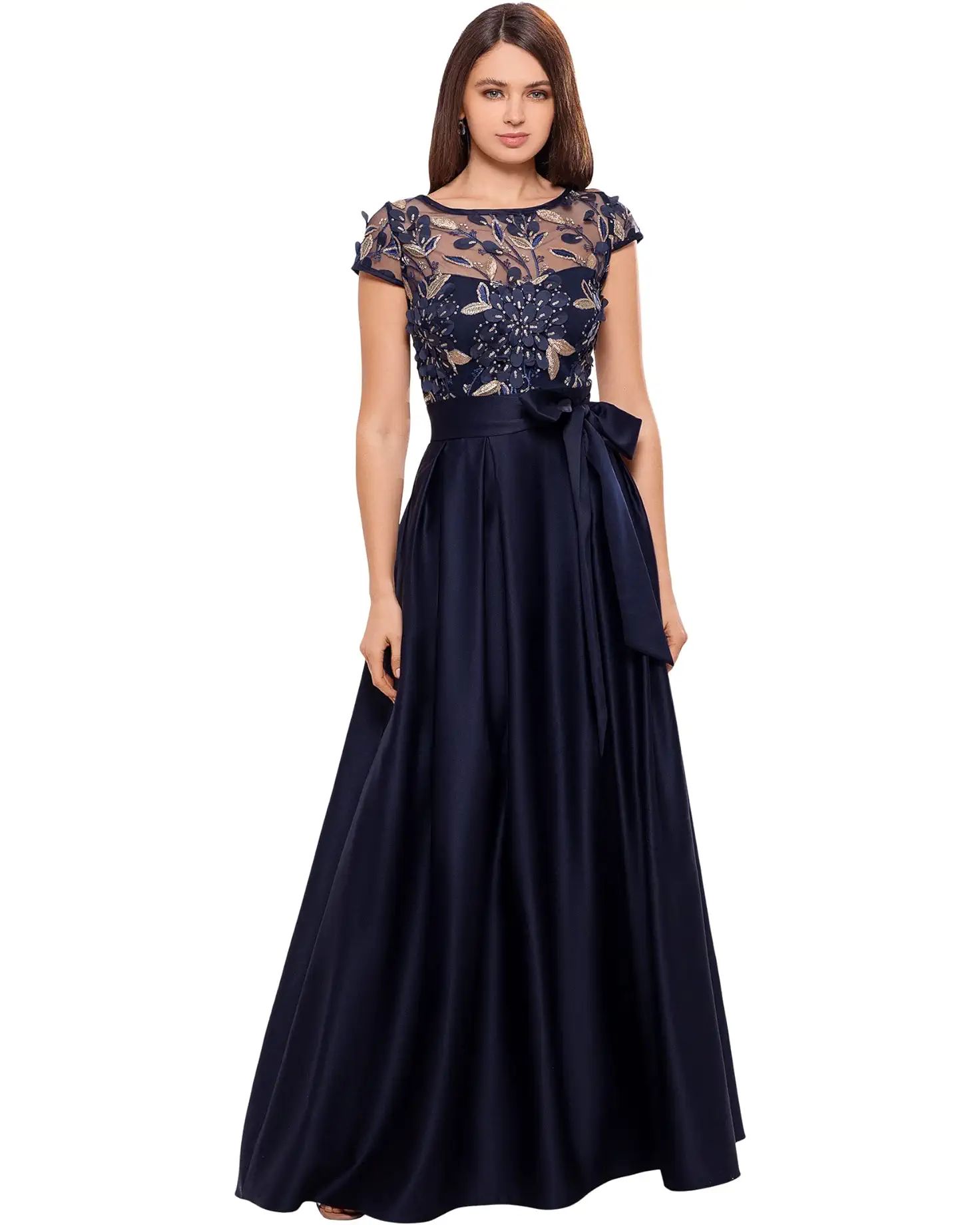 Embroidered Cap Sleeve with Ballgown Skirt | Zappos