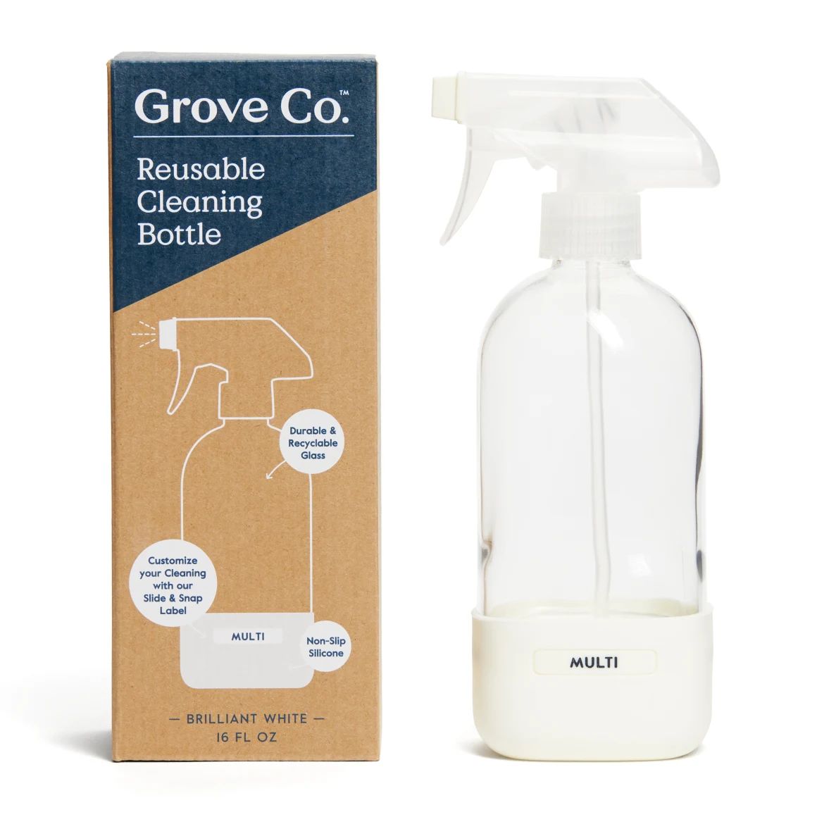 Grove Co. Reusable Cleaning Glass Spray Bottle - Slide & Snap | Grove