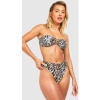 Womens Leopard Gold Trim High Waist Bikini Set - Multi - 2 | boohoo (US & Canada)