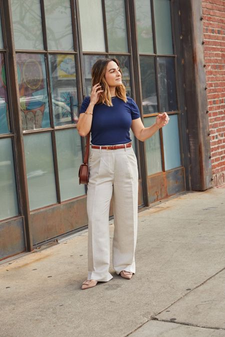 Dressing down linen trousers for spring with cotton t shirt and pointed toe mules

#LTKSeasonal #LTKstyletip