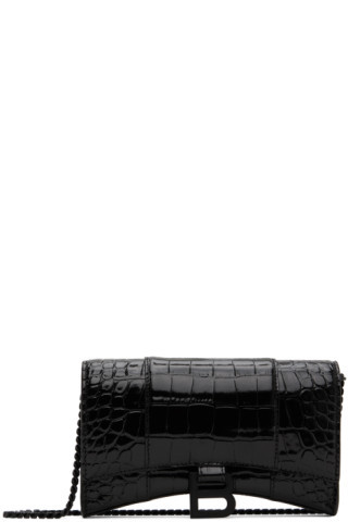 Black Croc Hourglass Bag | SSENSE