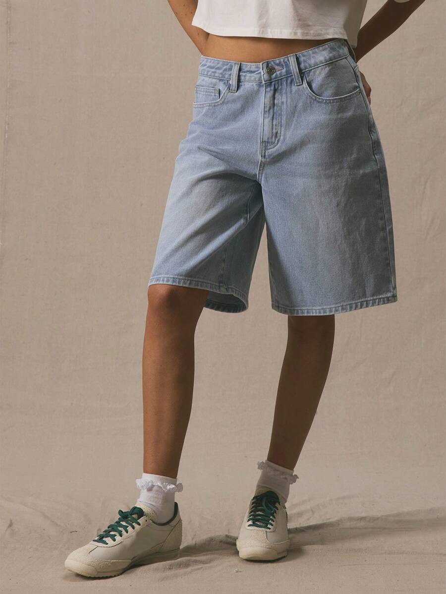 MUSERA Low Rise Longline Jorts Denim Shorts Spring Summer Cute Vacation 90's Y2k Al Fresco | SHEIN