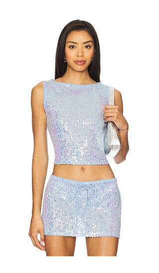 Lovers and Friends Erin Sequin Top in Baby Blue. - size L | Revolve Clothing (Global)