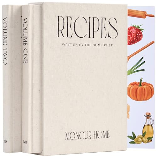 Moncur Home Set of 2 Blank Recipe Book To Write In Your Own Recipes Linen Beige Recipe Box Sticker Sheets Recipe Notebook Cookbook Recipe Journal Chef Gifts Make Your Own Notebook | Amazon (US)