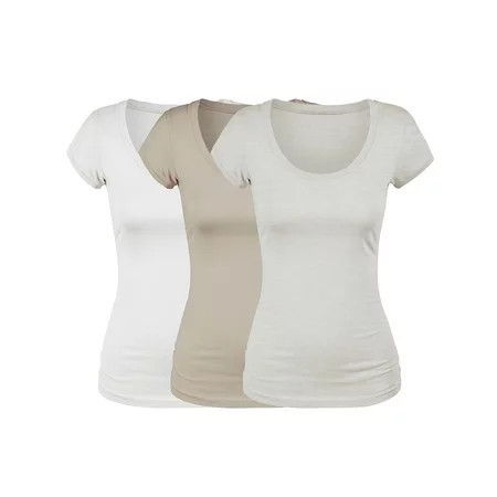 Essential Basic Scoop Neck Short Sleeve Basic Tee - 3 Pack - Whit Oat Khaki Medium | Walmart (US)