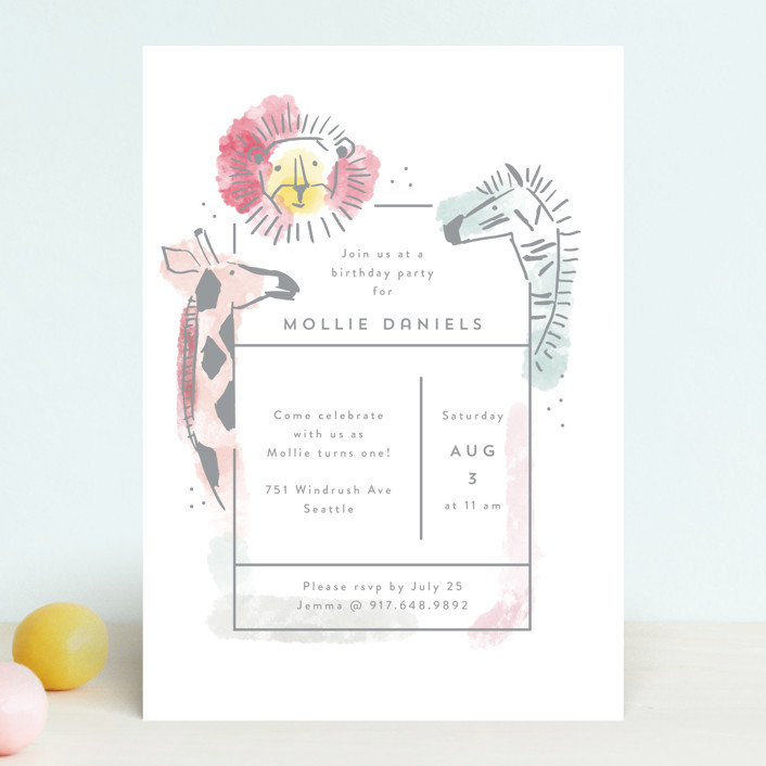"modern safari" - Customizable Children's Birthday Party Invitations in Orange by Rebecca Durflin... | Minted