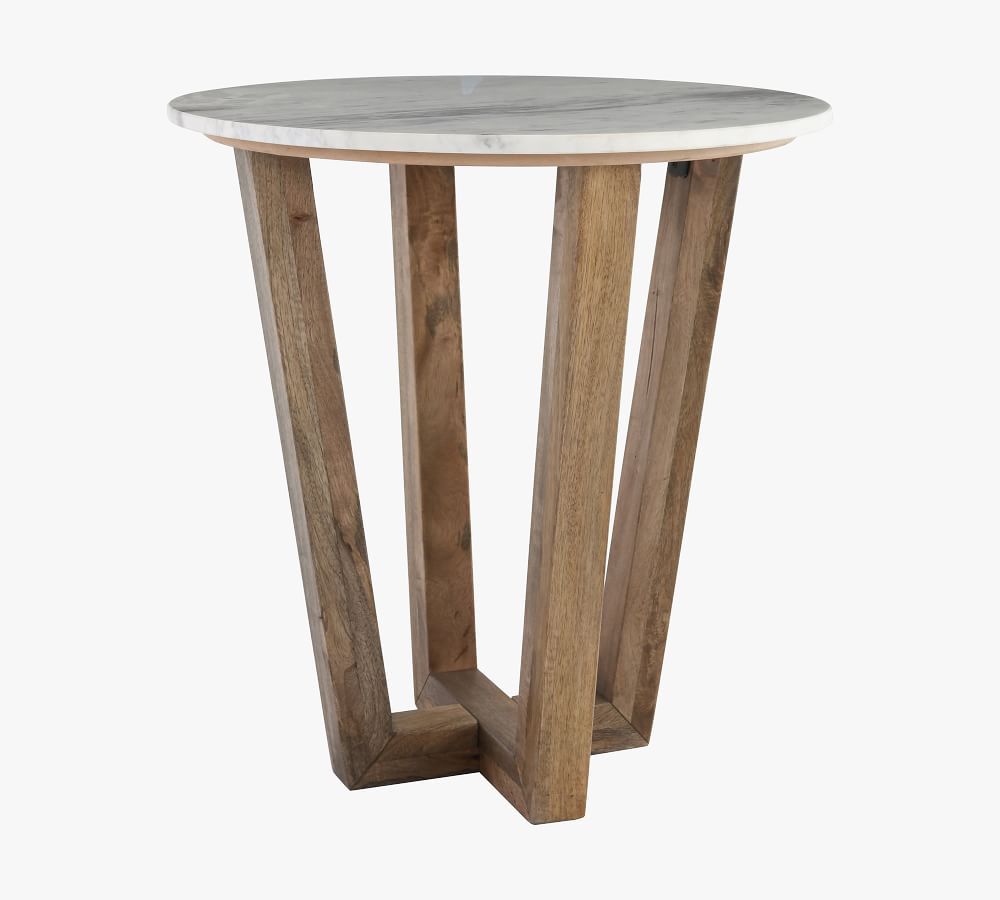 Manali 22" Round Marble End Table | Pottery Barn (US)