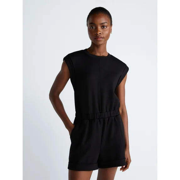 Scoop Women's and Women's Plus Scubaknit Crewneck Romper, Sizes XS-4X | Walmart (US)