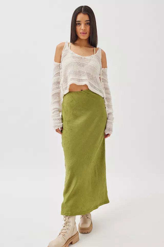 UO Winona Crinkle Satin Maxi Skirt | Urban Outfitters (US and RoW)