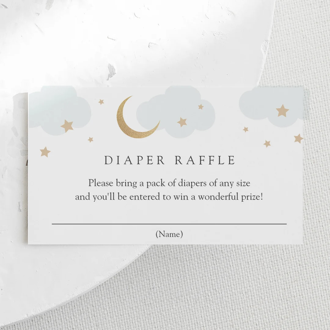 Blue Twinkle Little Star Diaper Raffle Insert Card Template, Over the Moon Baby Shower Printable ... | Etsy (US)