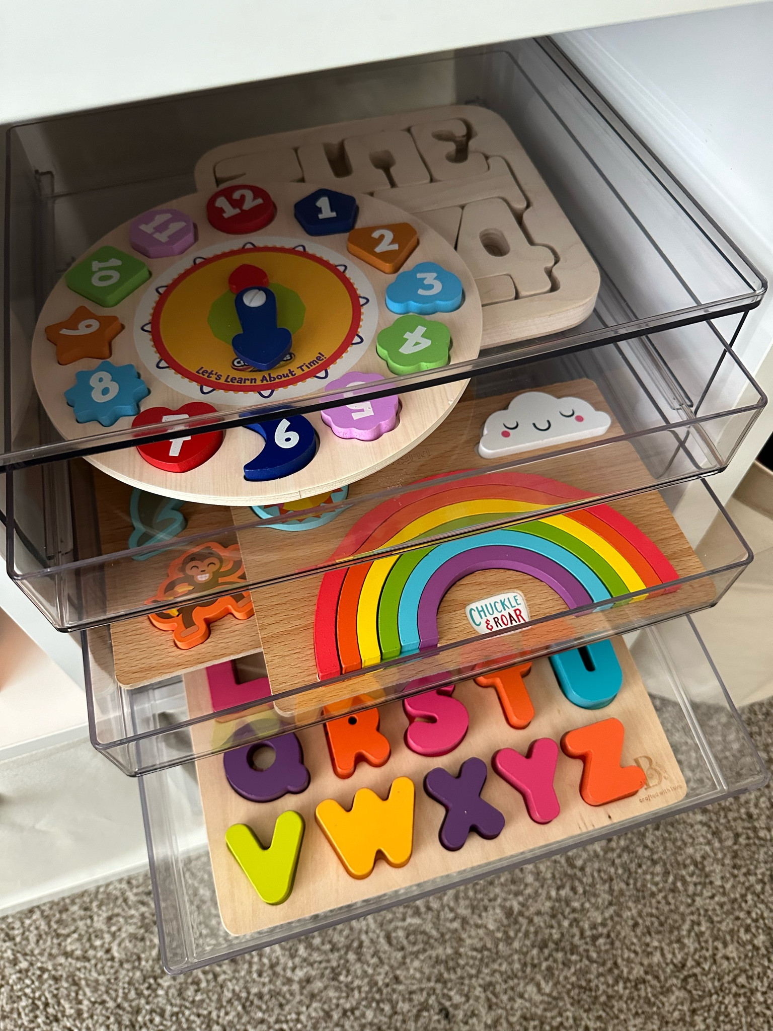 Acrylic drawer organizer for wooden bulky puzzles

Storage ideas, toy organization, toy storage ideas, playroom organization, wooden puzzles, Montessori learning, toddler puzzles

#LTKHome #LTKFindsUnder50 #LTKKids