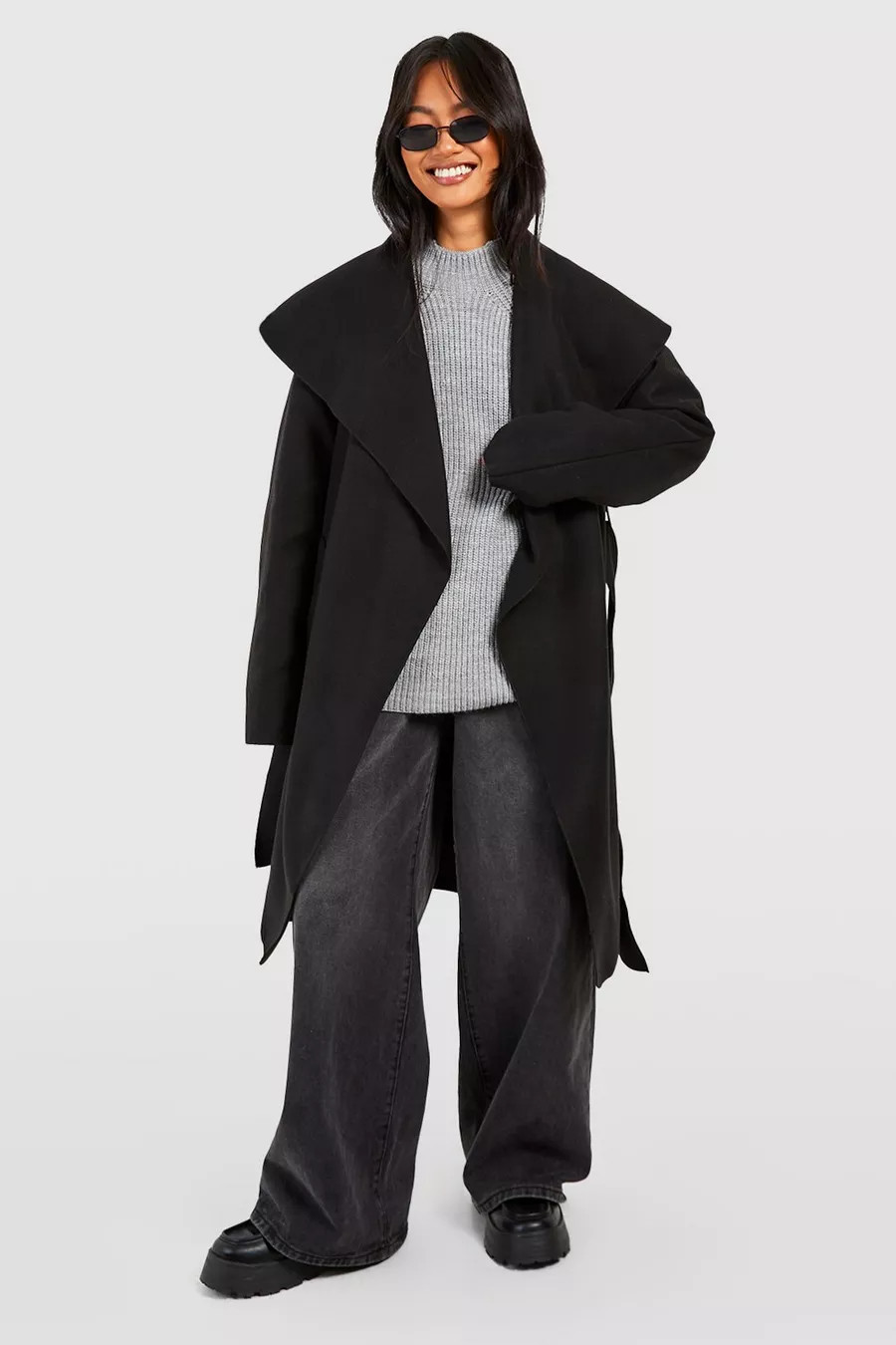 Belted Waterfall Coat | Boohoo.com (US & CA)