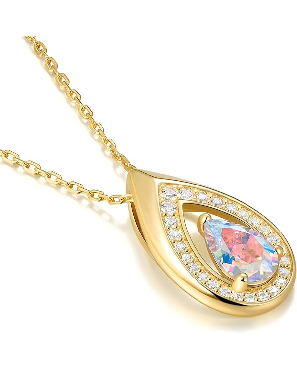 Kstyle 14K Gold Lab-Grown Moissanite/Emerald/Birthstone Pendant Necklaces for Women, Wife Girlfri... | Amazon (US)