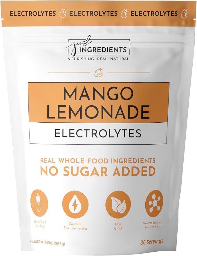 JUST INGREDIENTS Mango Lemonade Electrolyte Drink Mix - Coconut Water, Sea Salt, Trace Minerals -... | Amazon (US)