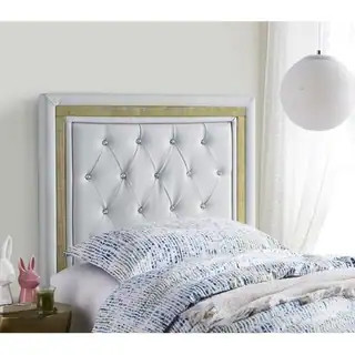 Tavira Allure Glacier Grey with Gold Crystal Border Dorm Headboard - Bed Bath & Beyond - 20303015 | Bed Bath & Beyond
