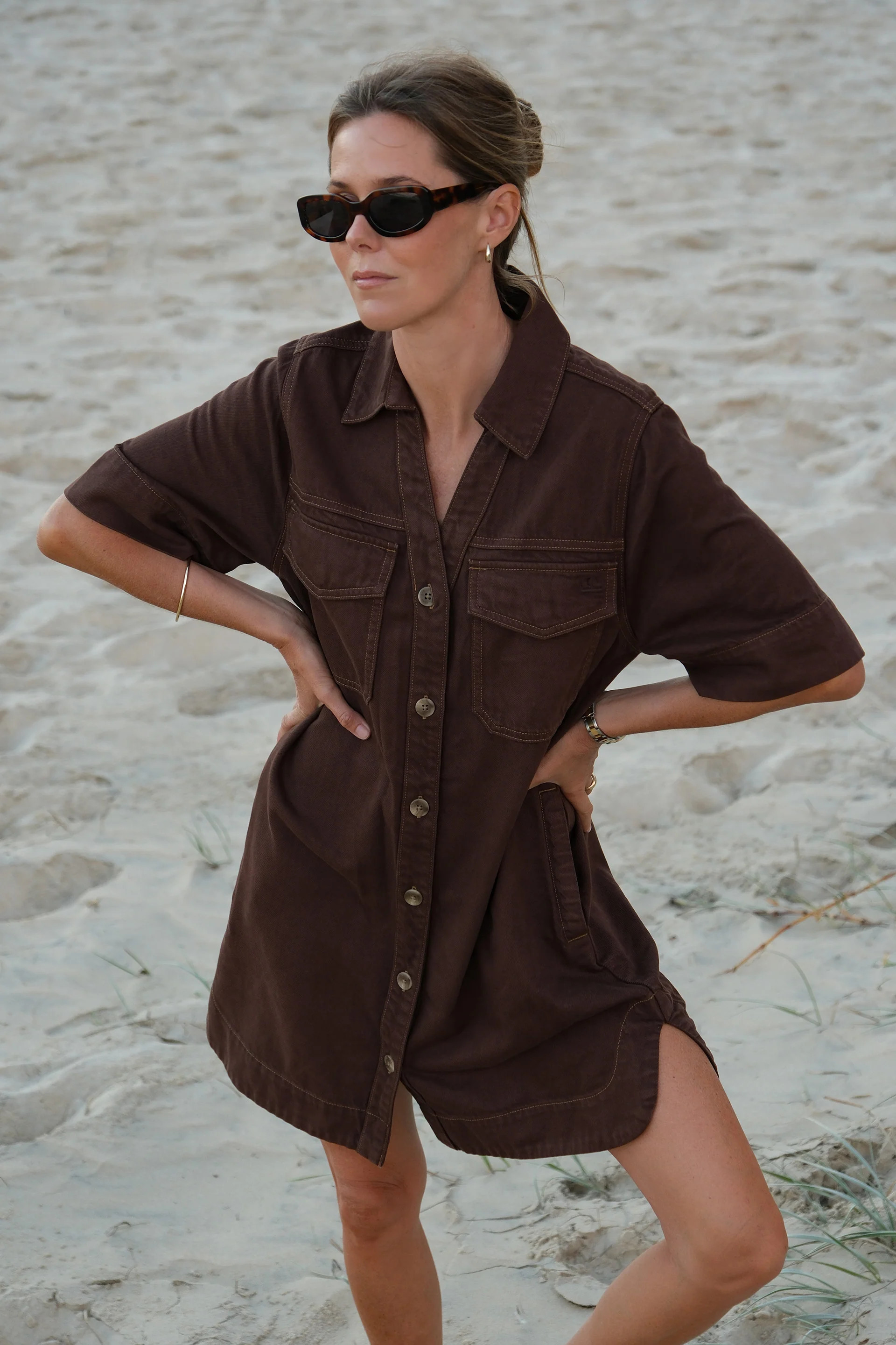Bonnie Relaxed Shirt Dress - Chocolate | Ceres Life
