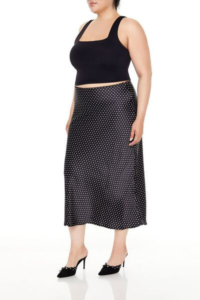 Plus Size Polka Dot Slip Midi Skirt | Forever 21