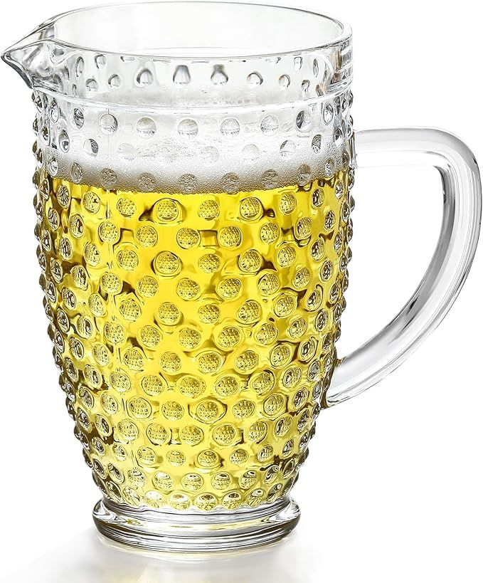 G Hobnail Carafe Pitcher 58.1 oz Clear Old Fashioned Iced Beverage Glass Premiun for Refreshments... | Amazon (US)