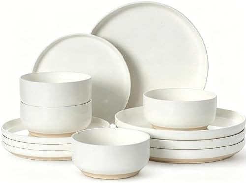 Plates and Bowls Sets, Dinnerware Sets for 4, 12 Pieces Scratch Resistant Dishware Dishes Set, Ce... | Amazon (US)