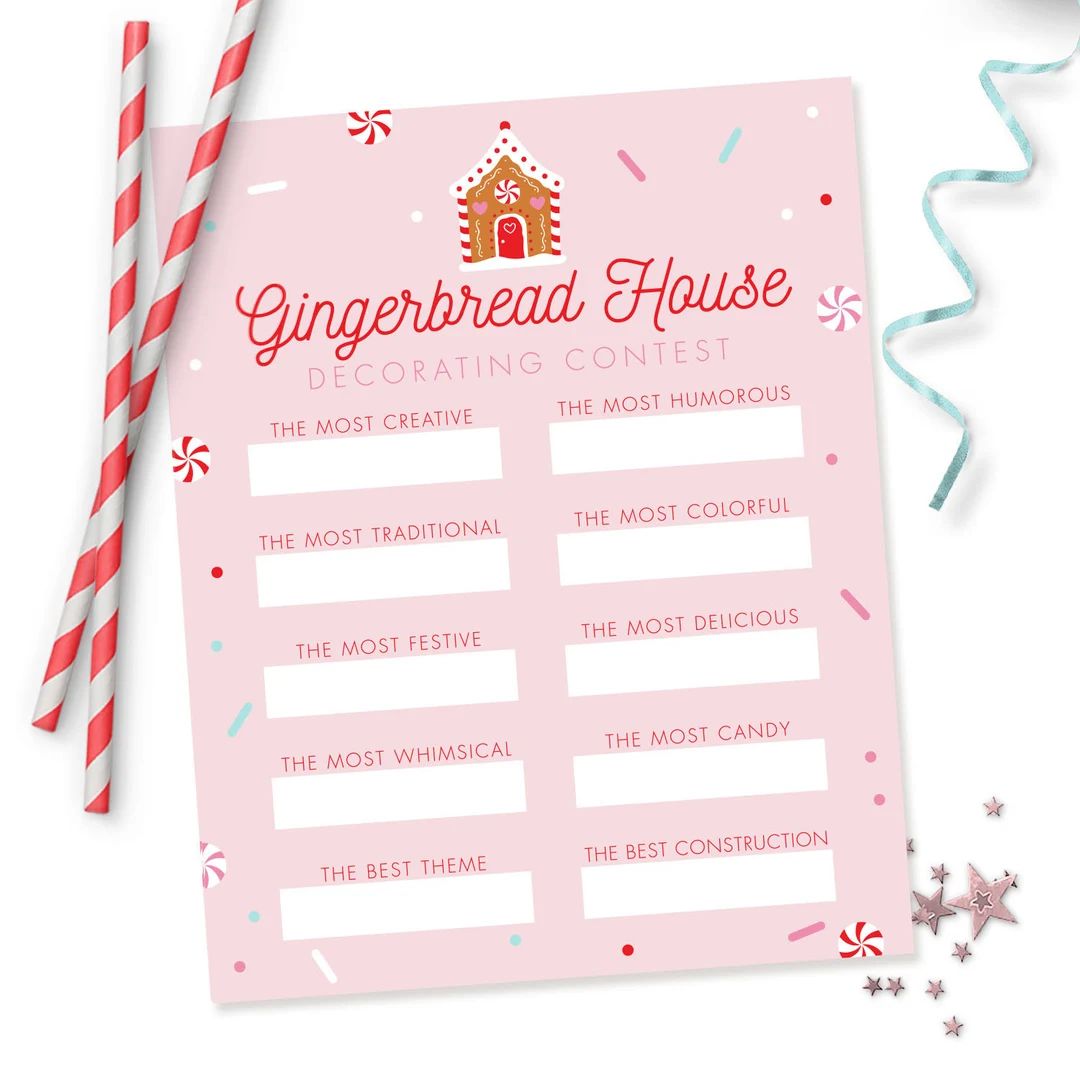 Gingerbread House Contest Printable Pink Christmas - Etsy | Etsy (US)