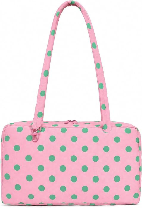 Polka Dot Bag,Nylon Bowler Bag Purse for Women,Women's Long Handle Handbag,Tote Bag with Key Stra... | Amazon (US)