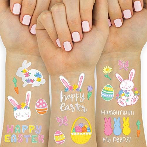 xo, Fetti Easter Party Supplies Temporary Tattoos - 48 Glitter Styles | Easter Bunny Decorations, Ea | Amazon (US)