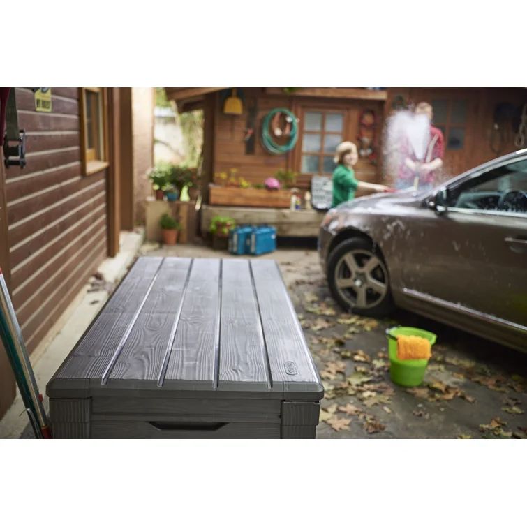 Keter Brightwood 120 Gallons Gallon Water Resistant Lockable Deck Box | Wayfair North America