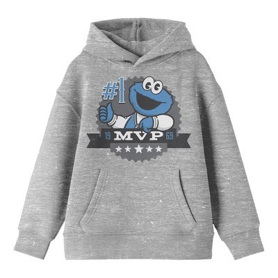Bioworld Team Sesame Street 1969 Cookie Monster MVP Youth Heather Gray Hoodie-Large | Target