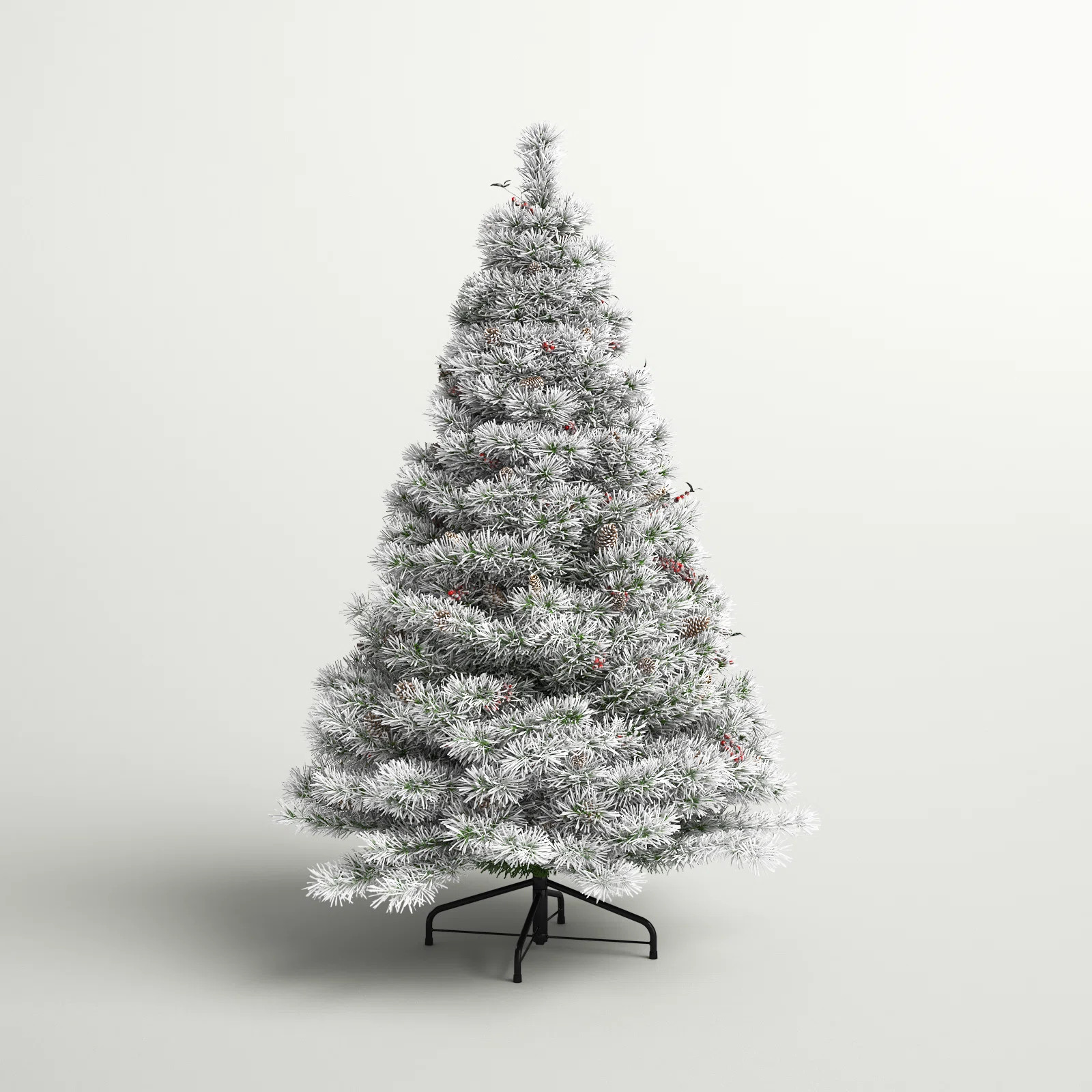 Snowy 7.5' Frosted Green Pine Artificial Christmas Tree with 700 Clear/White Lights | Wayfair North America