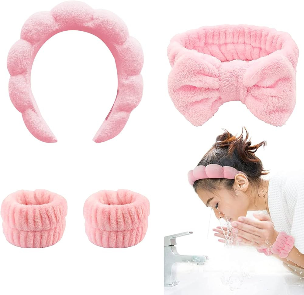 TLUXX 4-Piece Spa Headband & Wristband Set， Reusable Makeup & Skincare Accessories for Face Was... | Amazon (US)