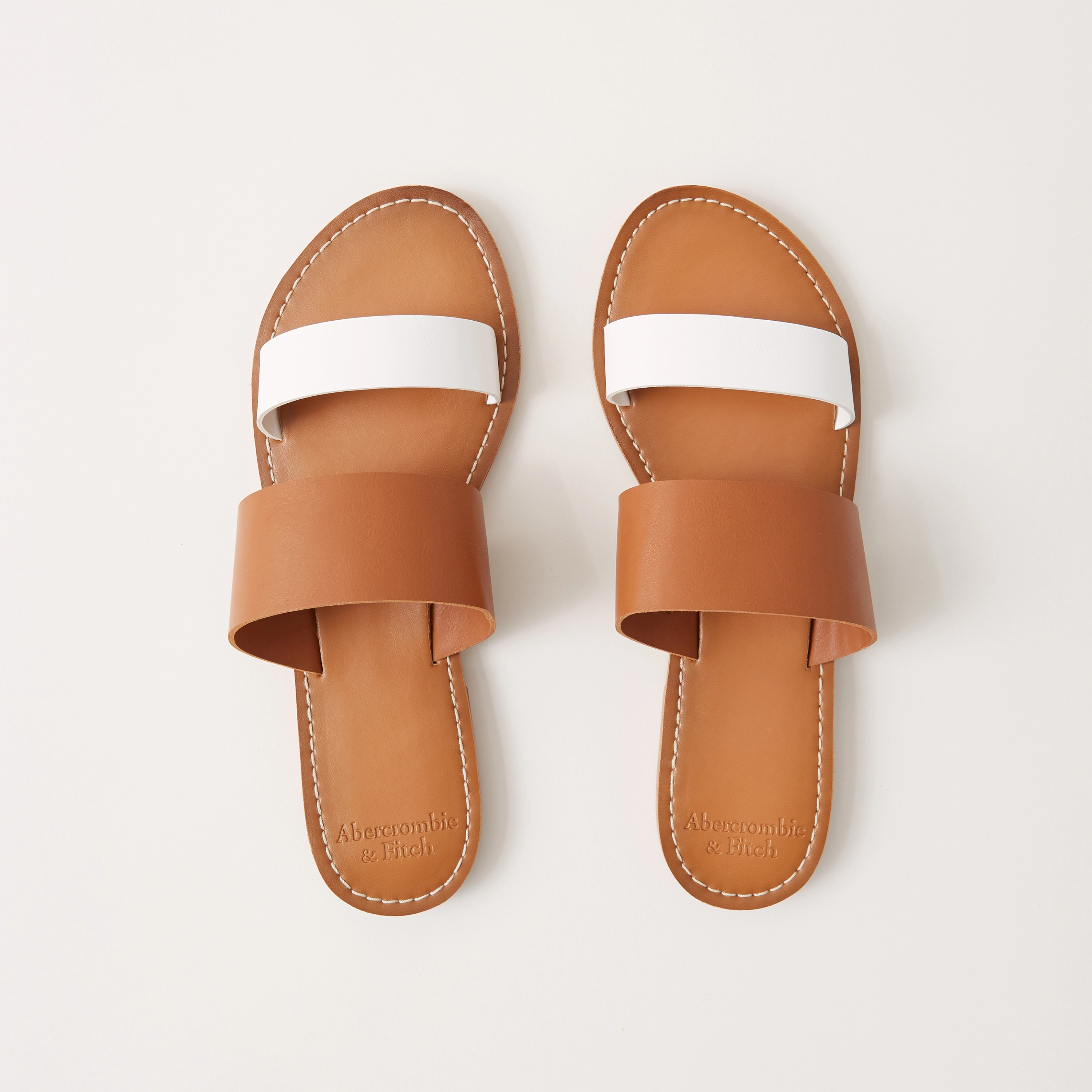 Double Strap Faux Leather Sandals | Abercrombie & Fitch (US)